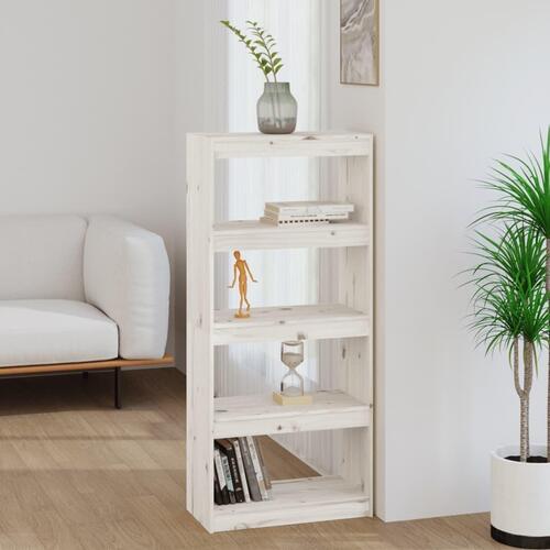 Bogreol/rumdeler 60x30x135,5 cm massivt fyrretræ hvid