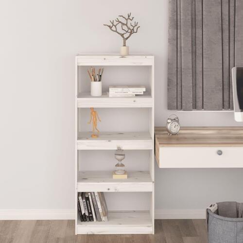 Bogreol/rumdeler 60x30x135,5 cm massivt fyrretræ hvid