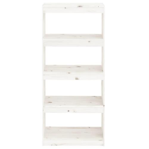 Bogreol/rumdeler 60x30x135,5 cm massivt fyrretræ hvid