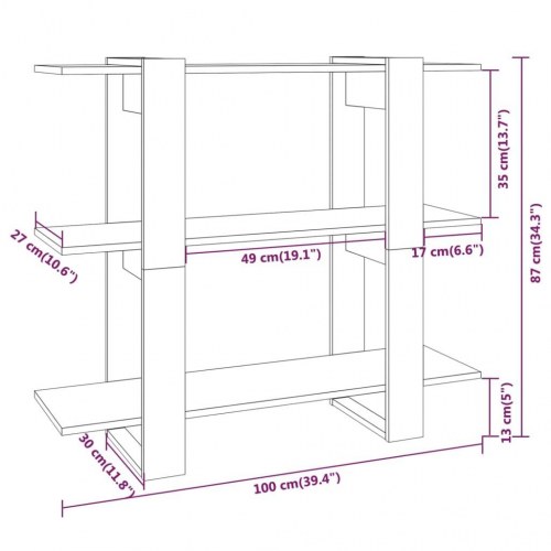 Bogreol/rumdeler 100×30×87 cm - sort reolsystem