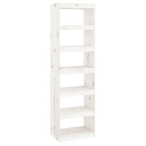Bogreol/rumdeler 60x30x199,5cm massivt fyrretræ hvid