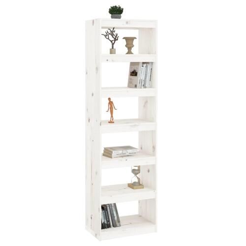 Bogreol/rumdeler 60x30x199,5cm massivt fyrretræ hvid