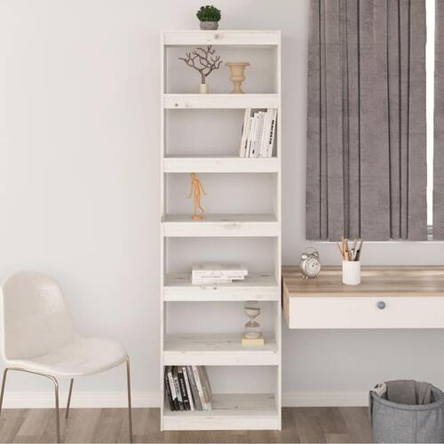 Bogreol/rumdeler 60x30x199,5cm massivt fyrretræ hvid
