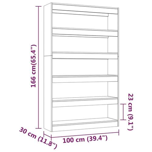 Bogreol/rumdeler 100x30x166 cm sonoma-eg