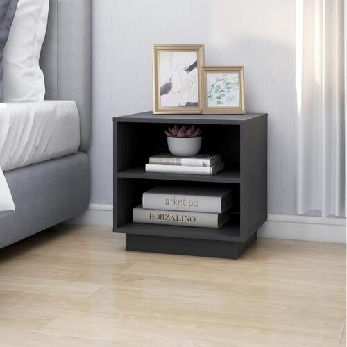 Sengeborde 2 stk. 40x34x40 cm massivt fyrretræ grå