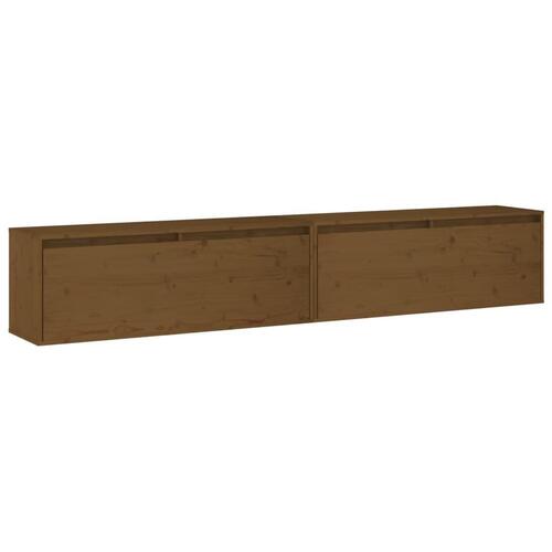 Vægskabe 2 stk. 100x30x35 cm massivt fyrretræ gyldenbrun