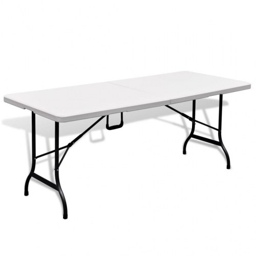 Foldbart havebord 180 x 75 x 74 cm HDPE hvid