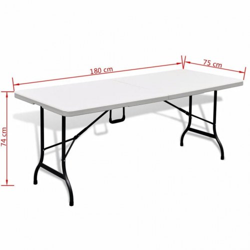 Foldbart havebord 180 x 75 x 74 cm HDPE hvid