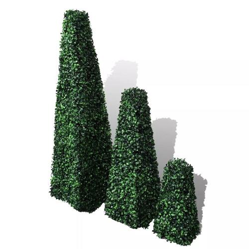 Kunstig pyramide-planteskulptursæt 3 dele 95 cm