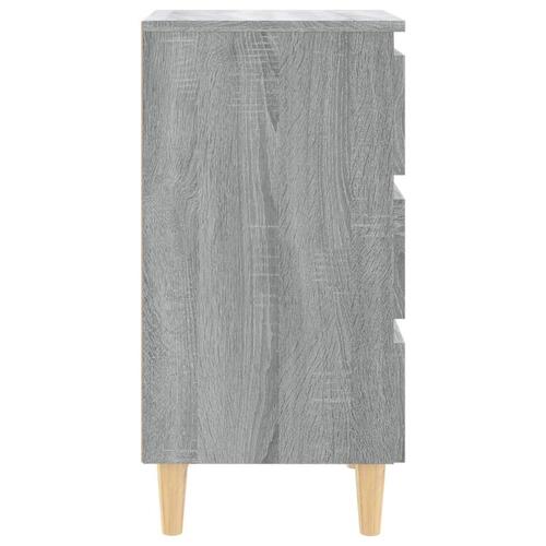 Sengeborde 2 stk. med massive træben 40x35x69 cm grå sonoma-eg