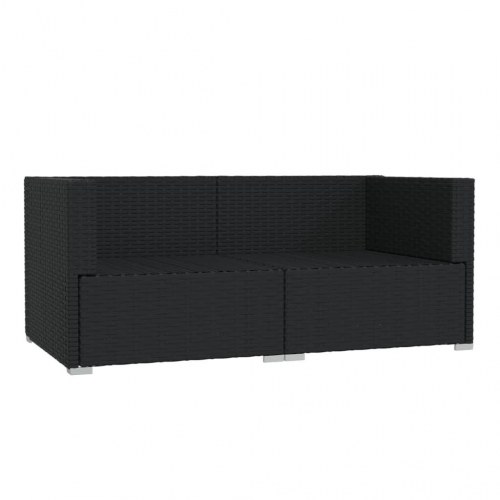 2-personers sofa med hynder polyrattan sort