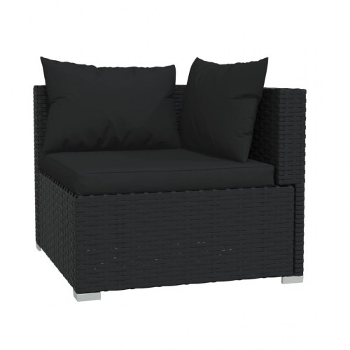 2-personers sofa med hynder polyrattan sort