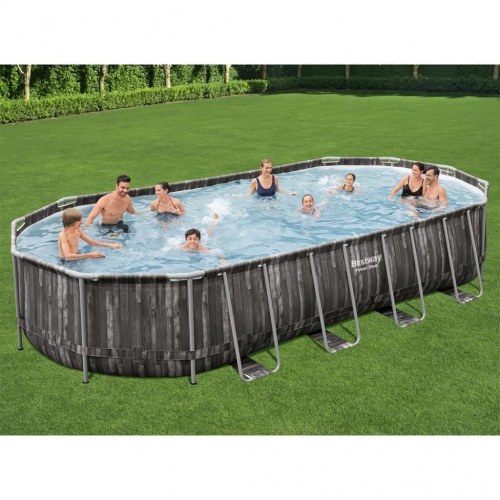 Bestway Power Steel oval swimmingpool 7,32 × 3,66 × 1,22 m - sort