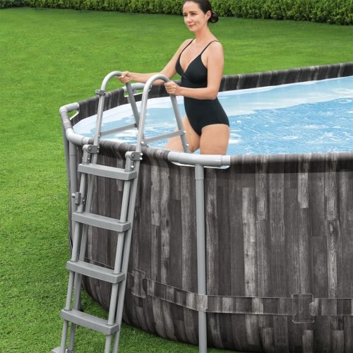 Bestway Power Steel oval swimmingpool 7,32 × 3,66 × 1,22 m - sort