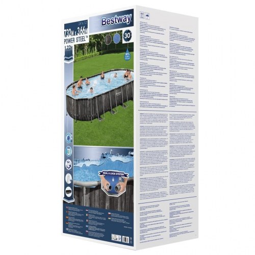 Bestway Power Steel oval swimmingpool 7,32 × 3,66 × 1,22 m - sort