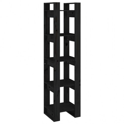 Bogreol/rumdeler i massivt fyrretræ - 41 × 35 × 160 cm, sort