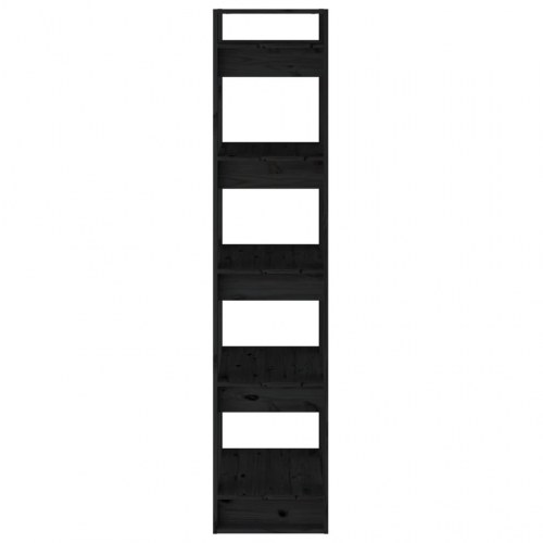 Bogreol/rumdeler i massivt fyrretræ - 41 × 35 × 160 cm, sort