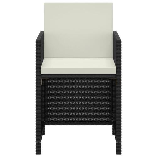Spisebordssæt til haven 3 dele med hynder polyrattan sort