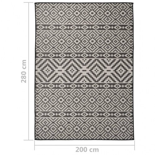 Fladvævet udendørstæppe 200x280 cm stribet sort
