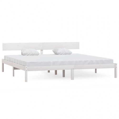 Sengeramme 200x200 cm massivt fyrretræ hvid