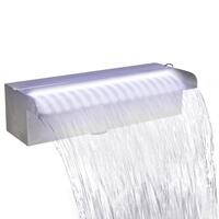 Rektangulær vandfaldsfontæne med LED-lys rustfrit stål 30 cm