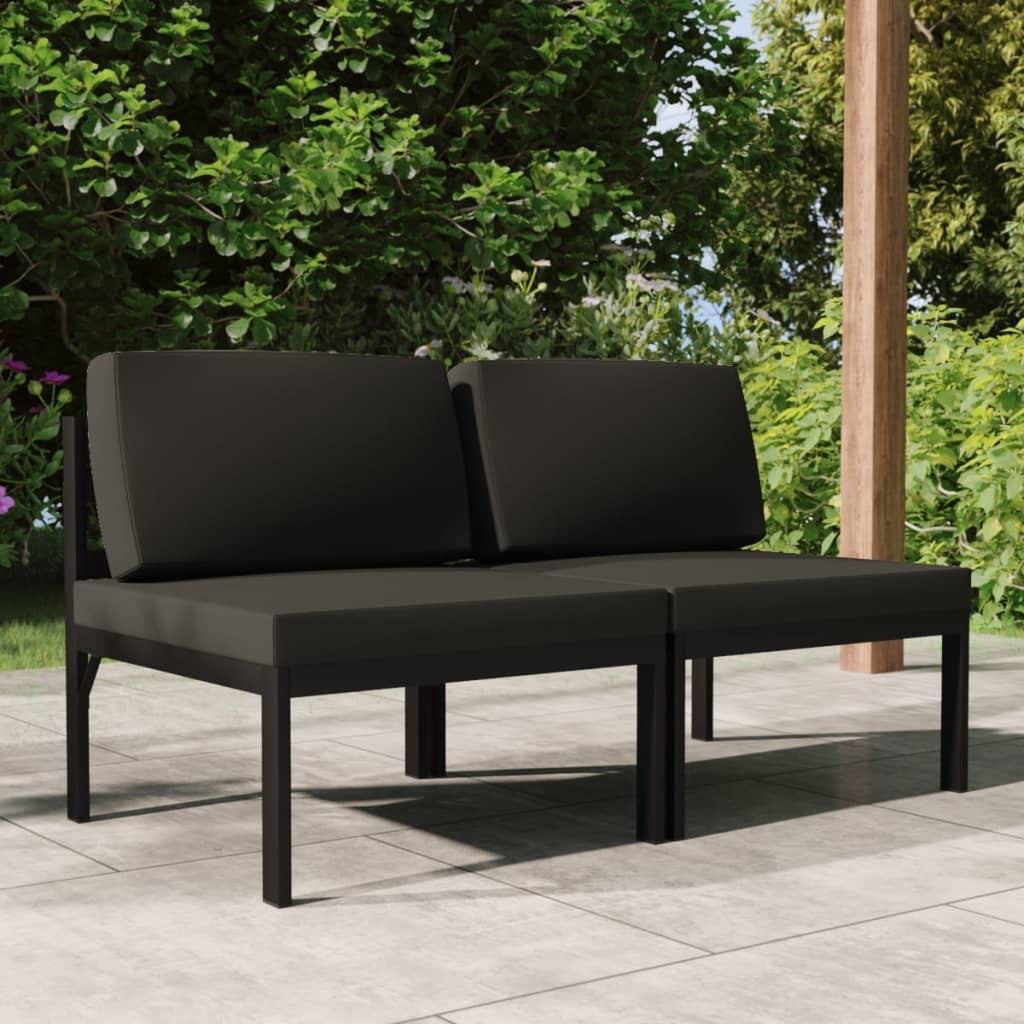2-personers havesofa med hynder aluminium antracitgrå