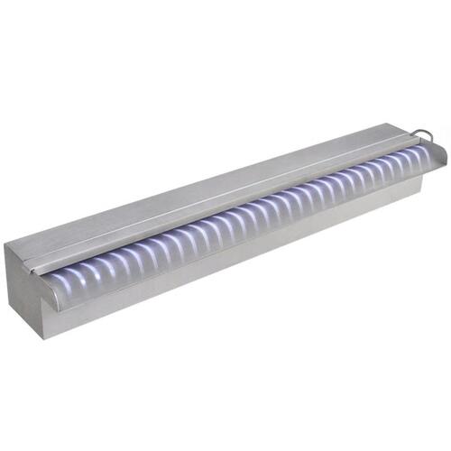 Rektangulær vandfaldsfontæne med LED-lys rustfrit stål 60 cm