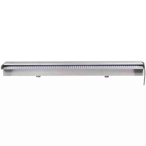Rektangulær vandfaldsfontæne med LED-lys rustfrit stål 90 cm