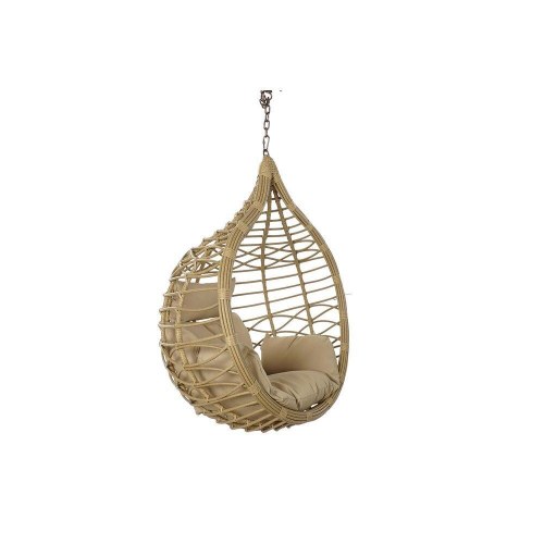 Hængestol til haven - brun/beige, aluminium og syntetisk rattan, 90 × 70 × 110 cm / 100 × 70 × 125 cm