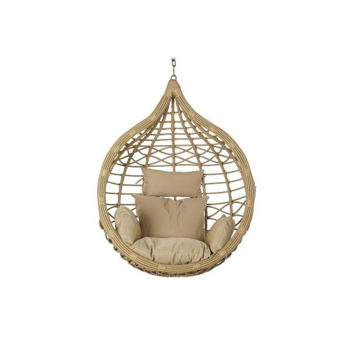 Hængestol til haven - brun/beige, aluminium og syntetisk rattan, 90 × 70 × 110 cm / 100 × 70 × 125 cm