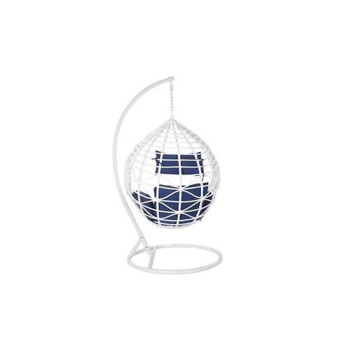 Hængende havestol Marineblå Hvid Aluminium syntetisk Rattan 90 x 70 x 110 cm (107 x 107 x 198 cm)