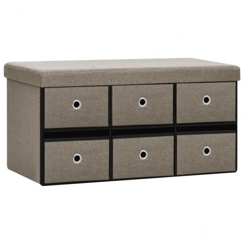 Foldbar opbevaringsbænk 76x38x38 cm kunstlærred gråbrun
