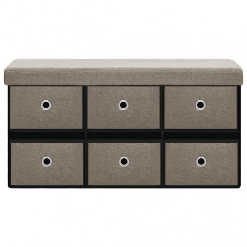 Foldbar opbevaringsbænk 76x38x38 cm kunstlærred gråbrun