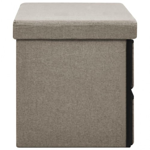 Foldbar opbevaringsbænk 76x38x38 cm kunstlærred gråbrun