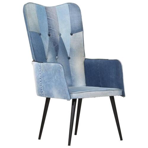 Lænestol med vingeryglæn kanvas patchwork denim