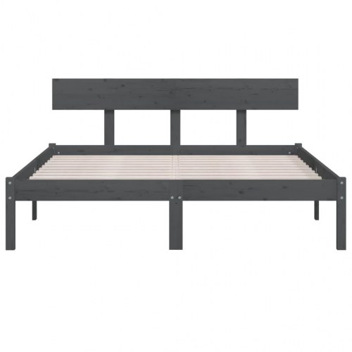 Sengeramme 200 x 200 cm i massivt fyrretræ - grå med sengegærde