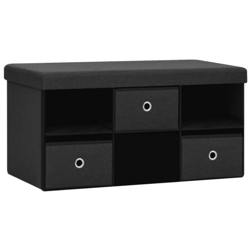 Foldbar opbevaringsbænk 76x38x38 cm kunstlærred sort