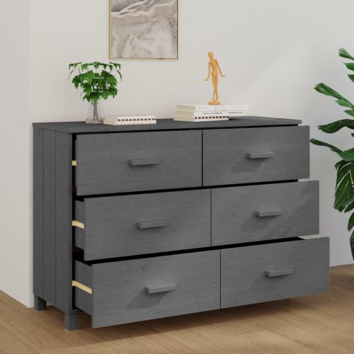 Skænk HAMAR 113x40x80 cm massivt fyrretræ mørkegrå