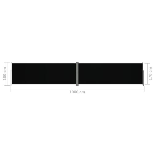Sammenrullelig sidemarkise 180x1000 cm sort