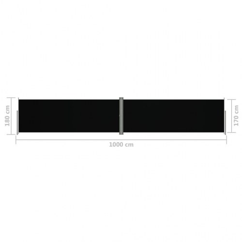 Sammenrullelig sidemarkise 180 × 1.000 cm - sort