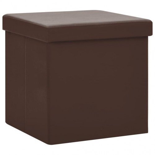 Foldbar opbevaringspuf i brun PVC 38 x 38 x 38 cm