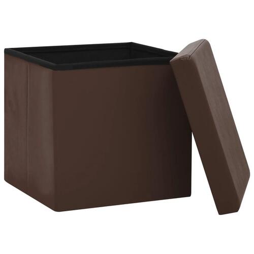 Foldbar opbevaringspuf PVC brun