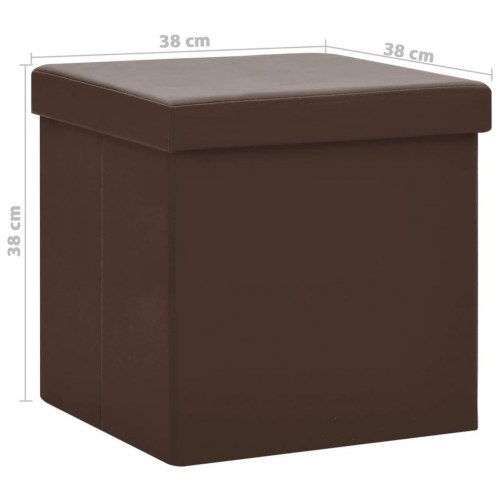 Foldbar opbevaringspuf i brun PVC 38 x 38 x 38 cm