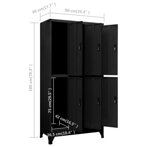 Skab 90x45x180 cm stål sort