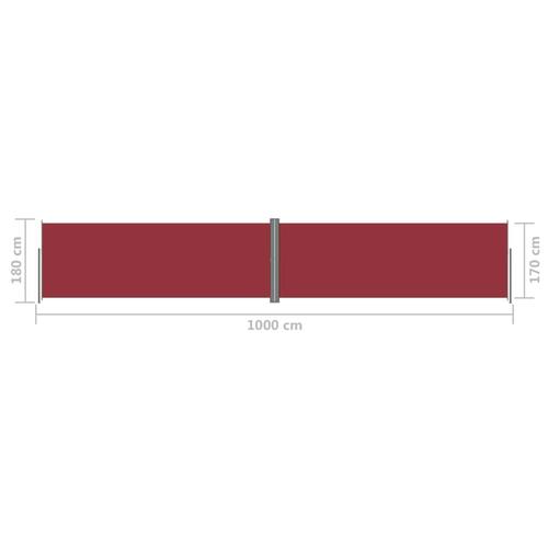 Sammenrullelig sidemarkise 180x1000 cm rød