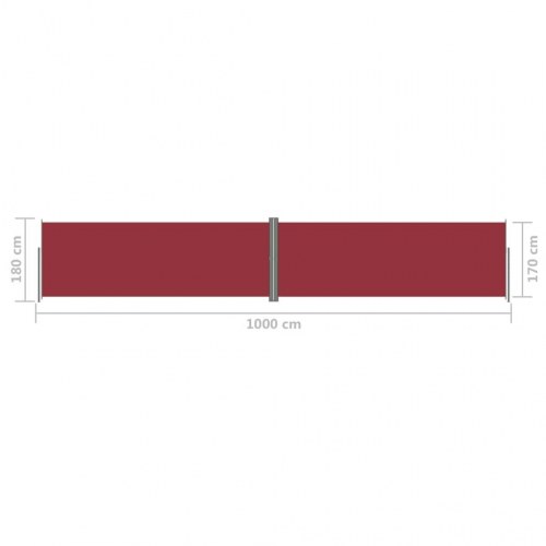 Sammenrullelig sidemarkise 180 × 1.000 cm - rød