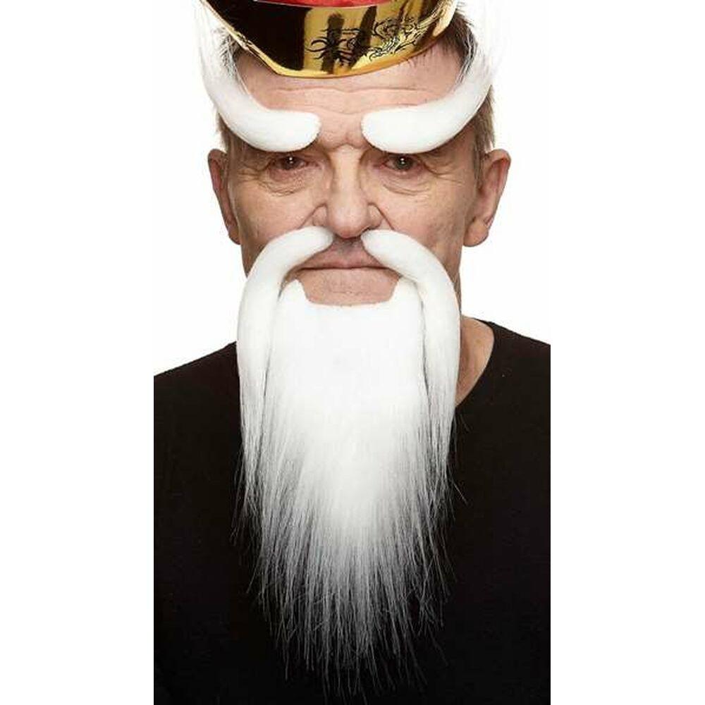 Falsk skæg - hvid kostumetilbehør