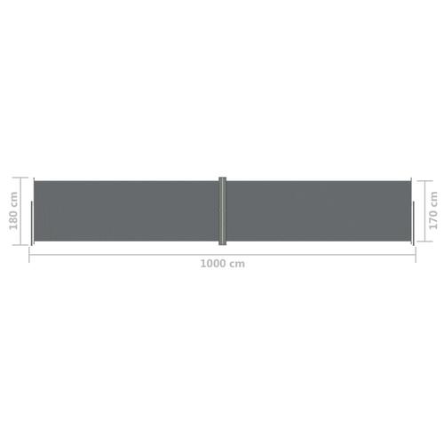 Sammenrullelig sidemarkise 180x1000 cm antracitgrå