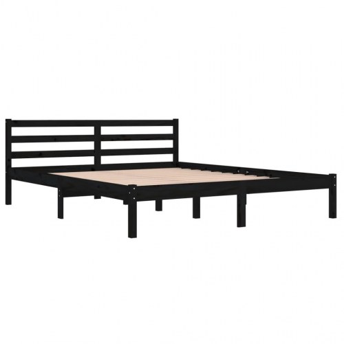 Sengeramme 160x200 cm massivt fyrretræ sort