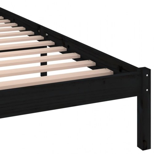Sengeramme 160x200 cm massivt fyrretræ sort